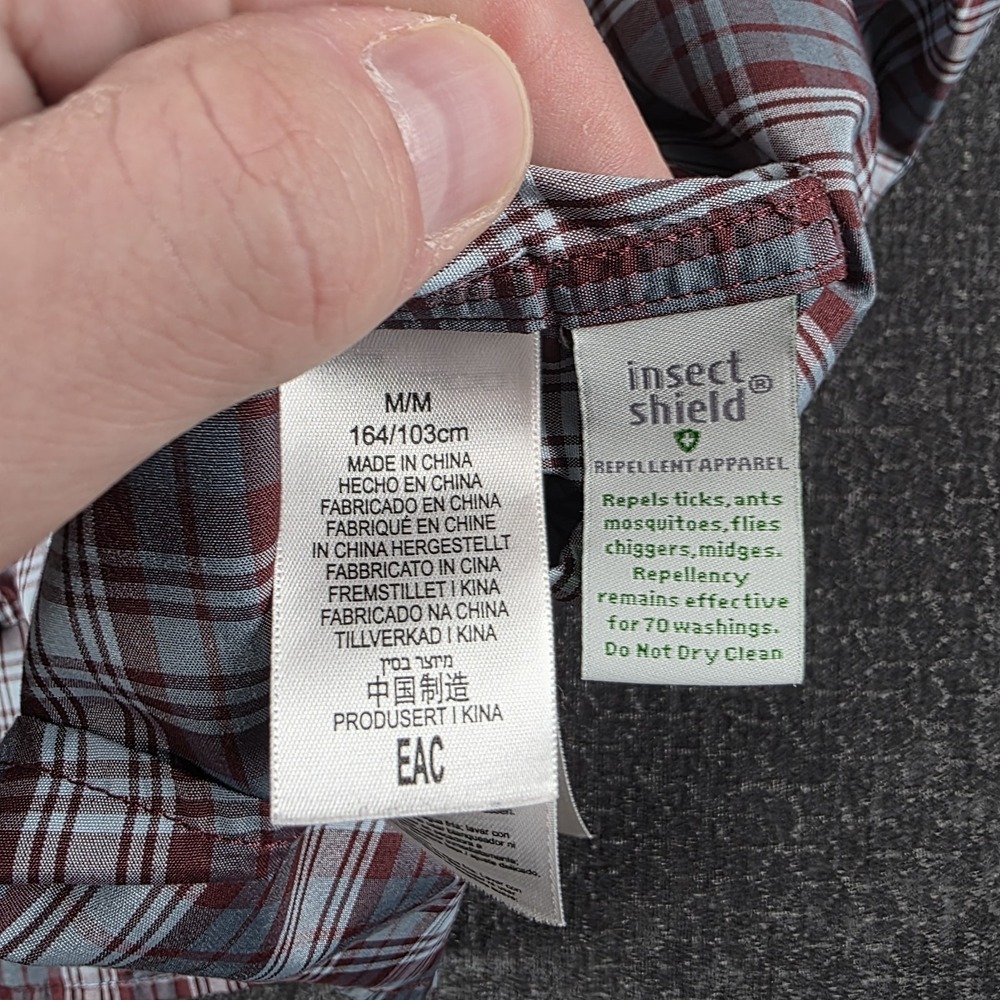 Exofficio Insect Shield Shirt Mens Medium Red Gray Plaid Fishing Outdoor M - Picture 8 of 10